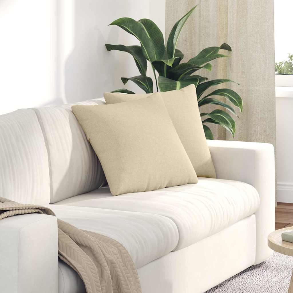 Sofapuder - 2 stk, creme, 45 × 45 cm, stof med aftageligt betræk