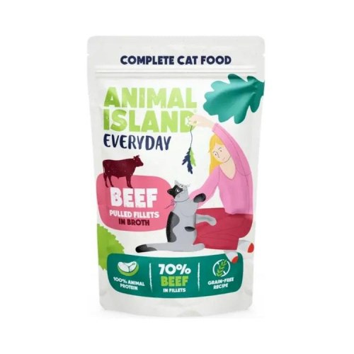 Vådfoder til kat – ANIMAL ISLAND Everyday filéter i bouillon, okse, kylling, kalkun og hvid fisk – 40 x 85 g