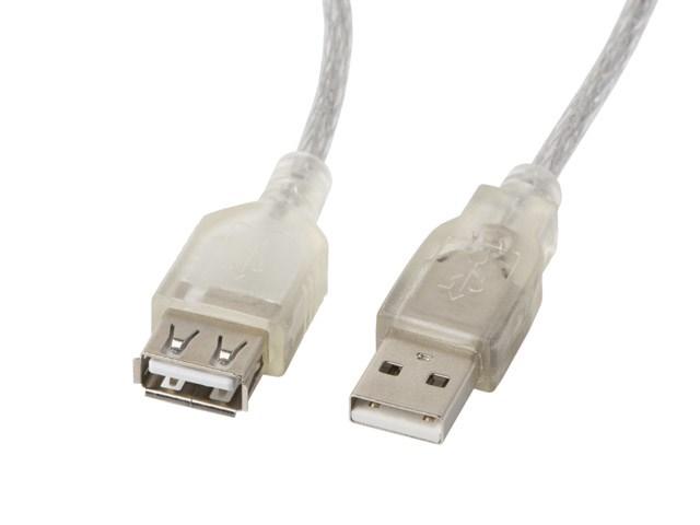 USB forlænger­kabel 1,8 m – Lanberg – USB 2.0, han til hun, transparent billede