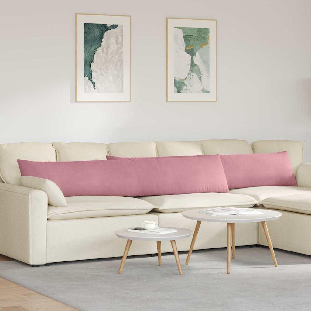 Sofapuder 2 Dele 60 X 40 Cm Velourstof - Lyserød / 40 x 200 cm