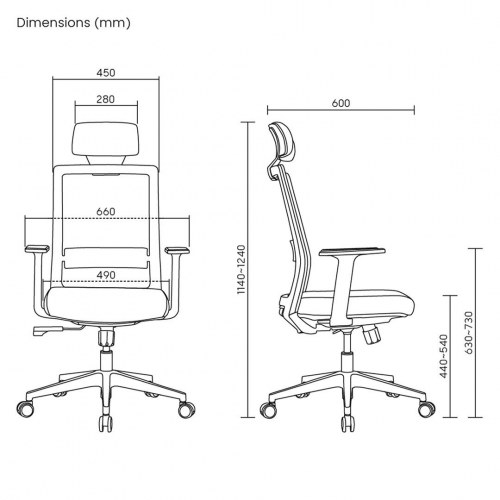 Kontorstol ergonomisk høj ryg – Ergo Office ER-425, sort, 150 kg