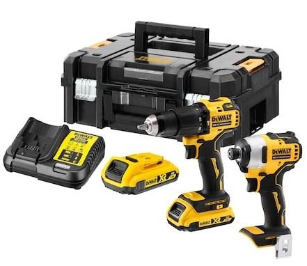 Akku slag-/bore- og slagskruetrækker 18V sæt DeWALT DCD709 & DCF809 med 2x 2,0 Ah og lader
