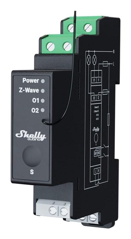 Smart relæ Shelly Qubino Wave Pro 2PM - sort billede