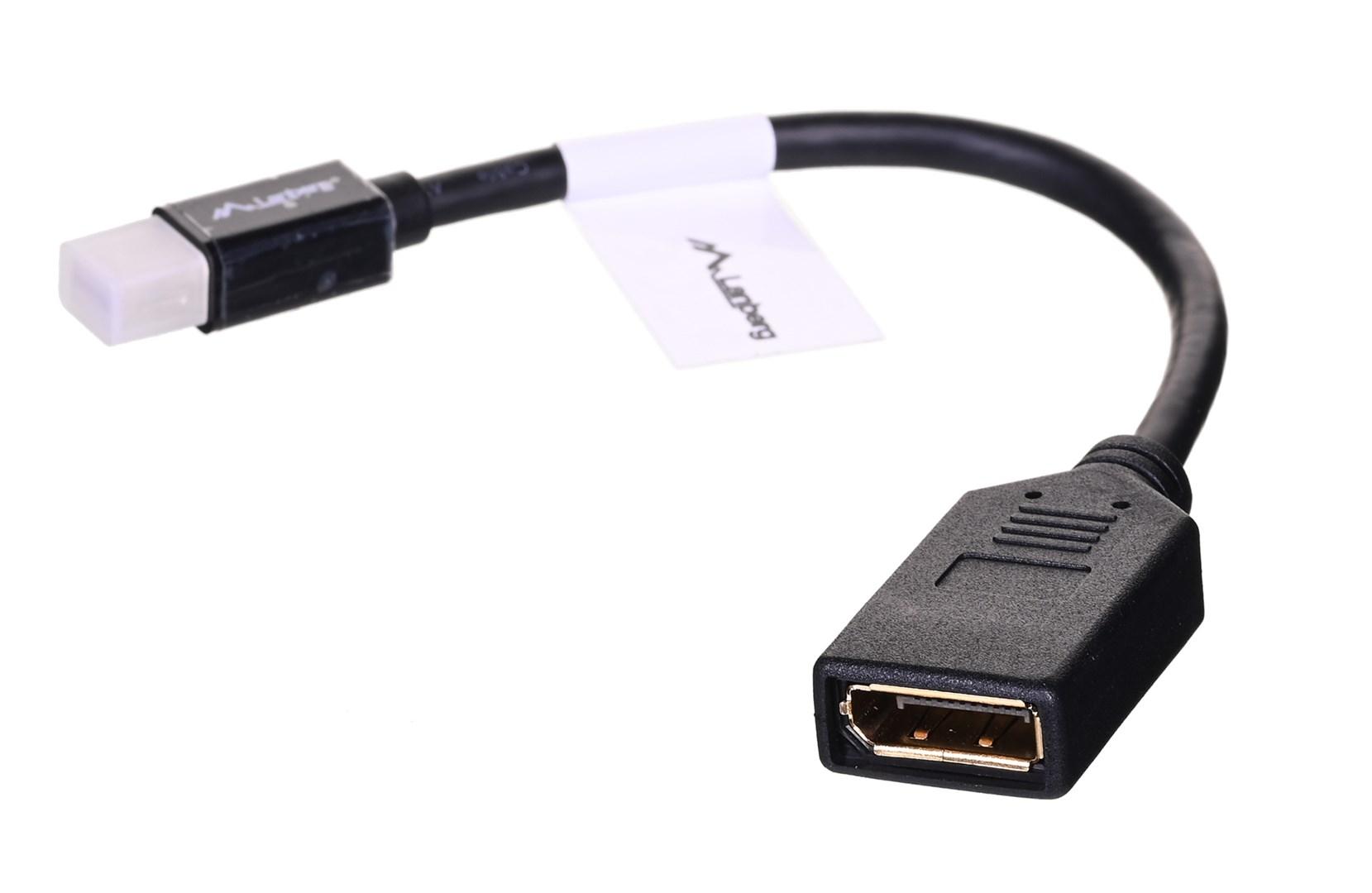 DisplayPort adapter - Lanberg Mini DisplayPort til DisplayPort, 0,12 m, sort billede