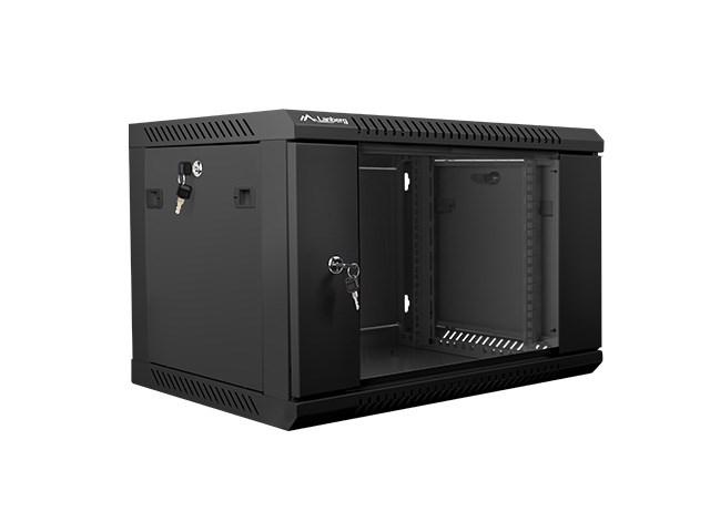 19" vægmonteret rackskab 6U - Lanberg, 600 × 450 mm, sort billede