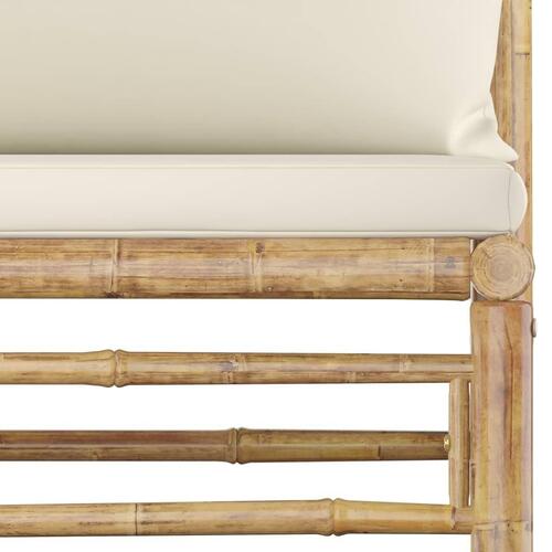 Loungesæt til haven 9 dele med cremehvide hynder bambus