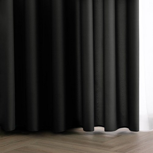 Mørklægningsgardin med bindebånd CARLI – sort, 140×250 cm