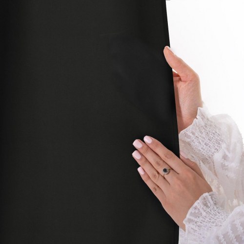 Mørklægningsgardin med bindebånd CARLI – sort, 140×250 cm