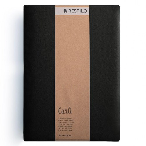 Mørklægningsgardin med bindebånd CARLI – sort, 140×250 cm