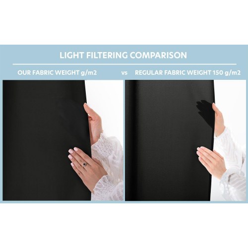 Mørklægningsgardin med bindebånd CARLI – sort, 140×250 cm