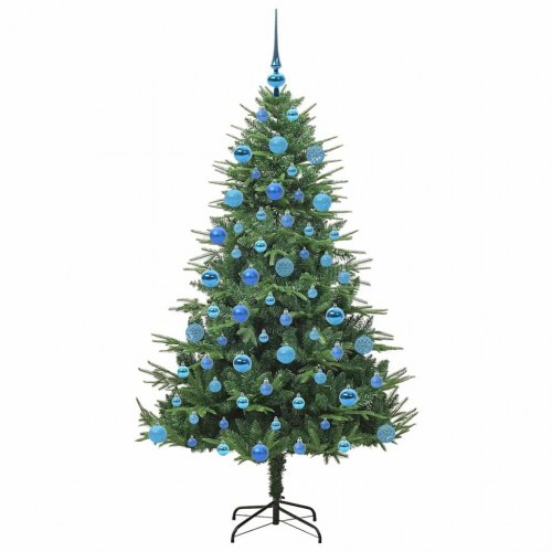 Kunstigt forlystet juletræ med kuglesæt Grøn 180 cm PVC og PE