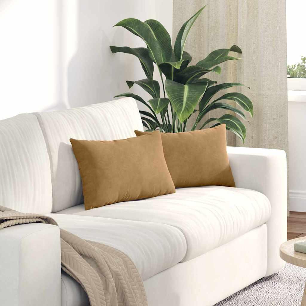 Sofapuder 2 stk Brun 50 x 30 cm Velourstof