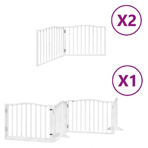 Hundelåge med dør 8 paneler 640 cm foldbar poppeltræ - hvid