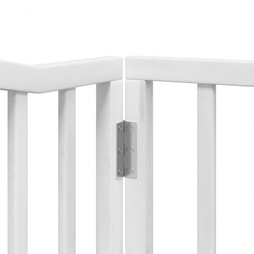 Hundelåge med dør 8 paneler 640 cm foldbar poppeltræ - hvid