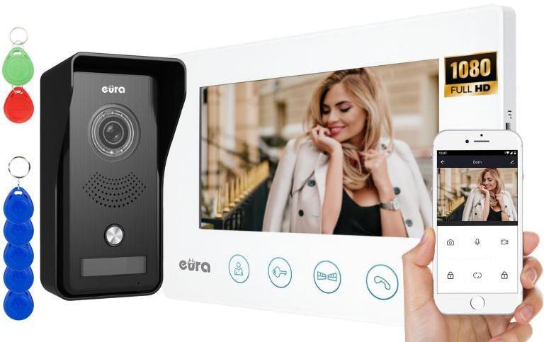 Videodørtelefon eura VDP-42A3 Gamma+ med hvid monitor og Tuya