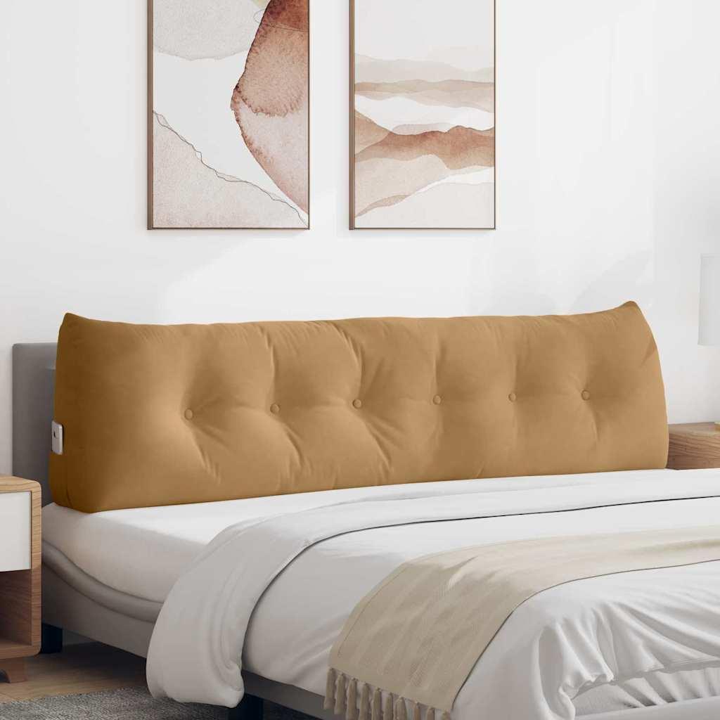 Rygpude i fløjl brun 180 x 24 x 50 cm med sidelomme