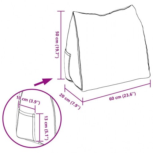 Rygpude Hvid 60 x 20 x 50 cm Stof