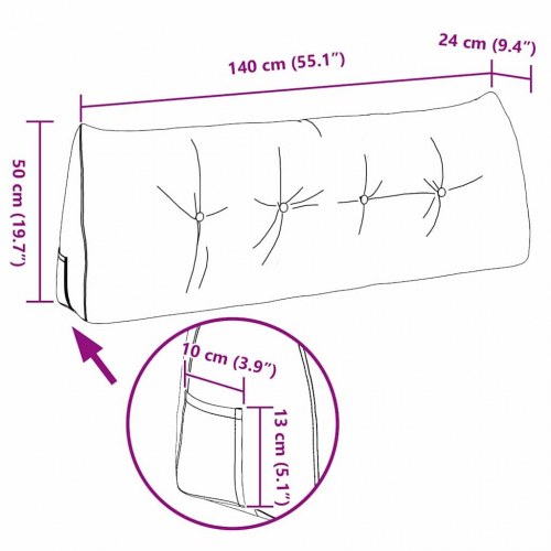 Rygpude Skygrå 140 x 24 x 50 cm Stof