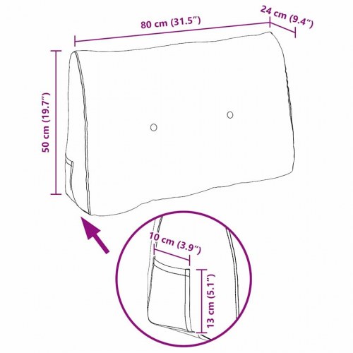 Rygpude Jeans blå 80 x 24 x 50 cm Stof