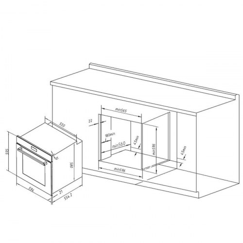 Indbygningsovn Bolero Hexa AF316000 81 l 3400 W - grå