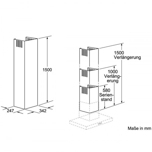Skorstensforlænger til emhætte Balay DHZ1233 - 1,5 m, metal