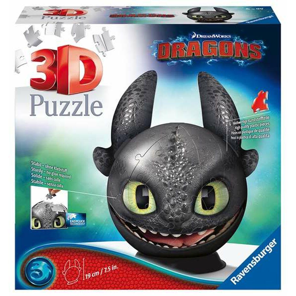 3D puslespil Ravensburger - Dragons, Tandløs (19 cm)