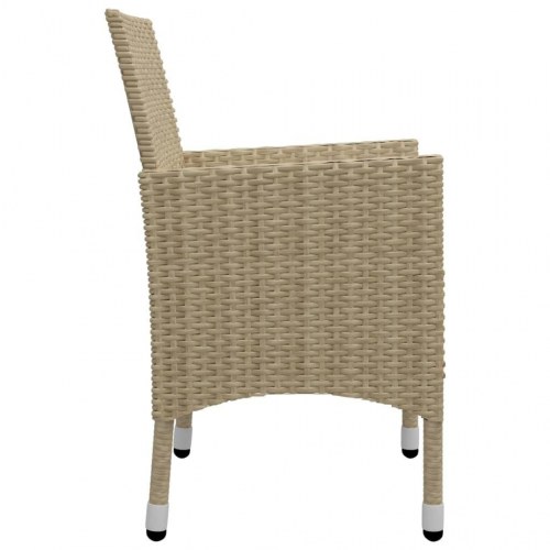 Bistrosæt til haven i polyrattan med glasbord - 3 dele, beige