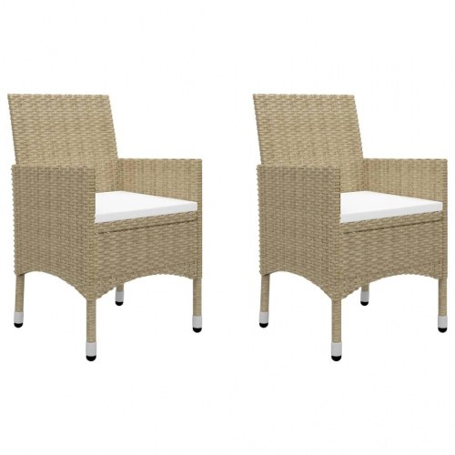 Bistrosæt til haven i polyrattan med glasbord - 3 dele, beige