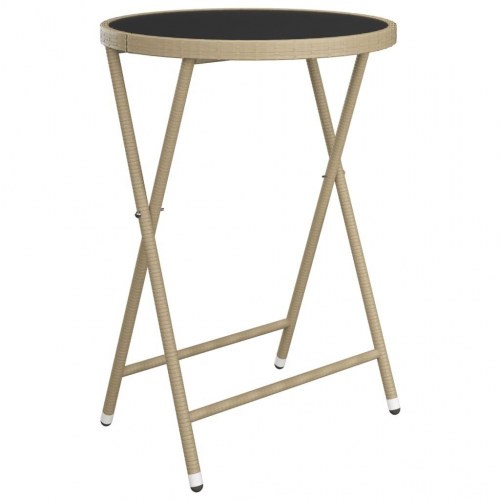 Bistrosæt til haven i polyrattan med glasbord - 3 dele, beige