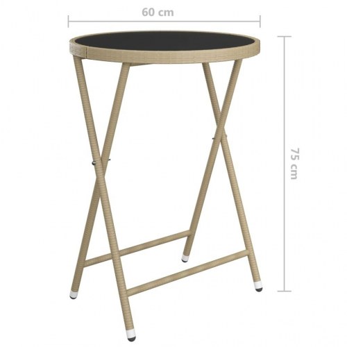 Bistrosæt til haven i polyrattan med glasbord - 3 dele, beige