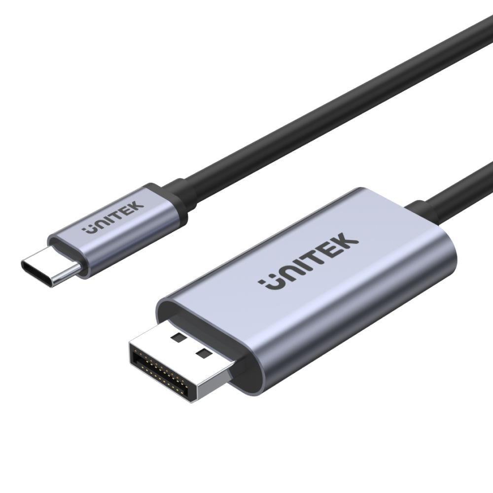 DisplayPort kabeladapter USB-C til DisplayPort 1.2 – UNITEK, 2 m, sort/grå billede