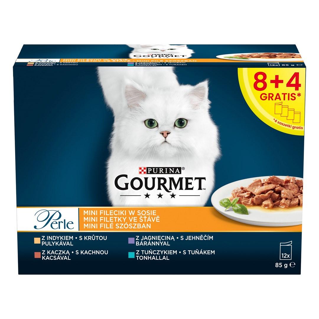 Vådfoder til kat – Purina Gourmet Perle, and/kalkun/lam/tun, 12×85 g
