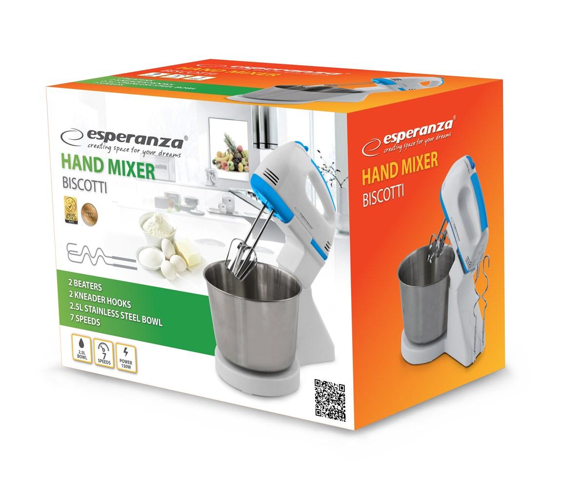 Køkkenmixer med skål - Esperanza Biscotti, 2,5 l, 150 W billede