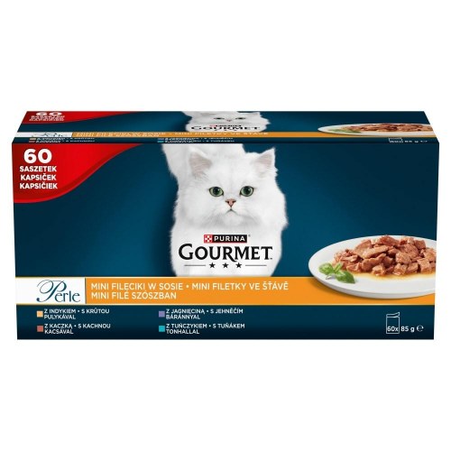 Kattemad vådfoder Purina Gourmet Perle mini-fileter i sauce 60×85 g
