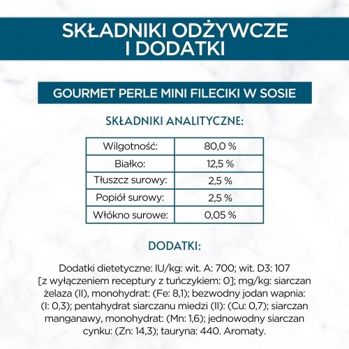 Kattemad vådfoder Purina Gourmet Perle mini-fileter i sauce 60×85 g