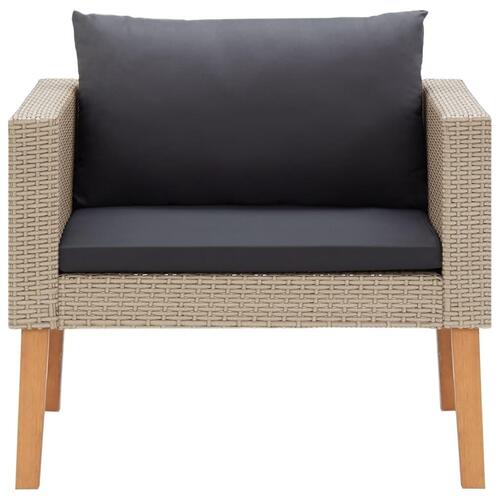 Loungesæt til haven 4 dele med hynder polyrattan beige