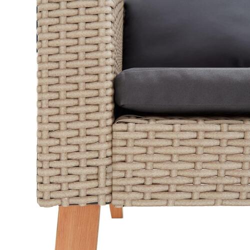 Loungesæt til haven 4 dele med hynder polyrattan beige