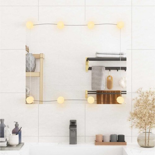 Vægspejl med LED-lys 50×60 cm - rektangulært glas makeupspejl
