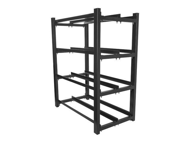 Hyldestativ til UPS-batterier Lanberg - 83 × 45,4 cm, 2 rækker, 4 niveauer, 8 hylder, sort, flatpack