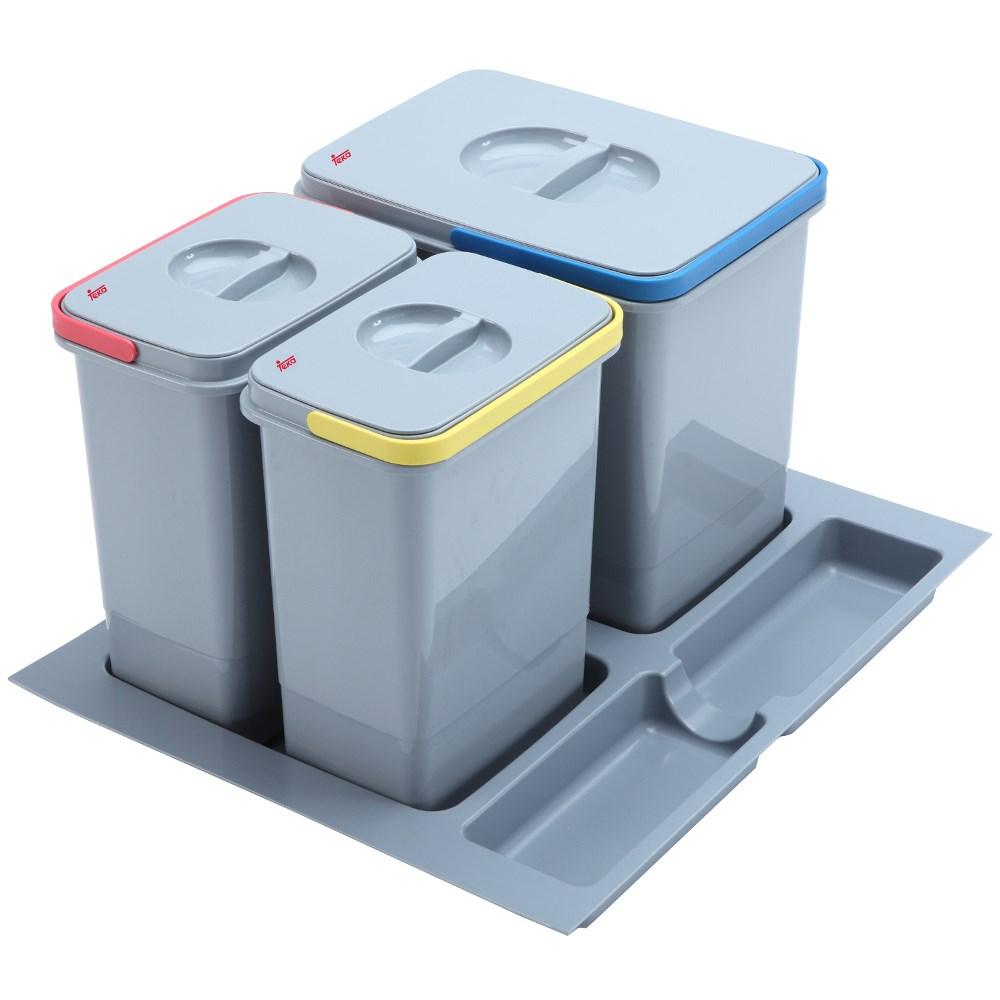 Skraldespand til affaldssortering TEKA ECO EASY 60 – 22 l, 3 spande, grå