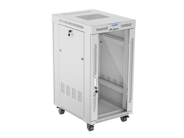 Lanberg FF01 series V2 - rack - 600 x 800 flat pack with glass door LCD - 22U