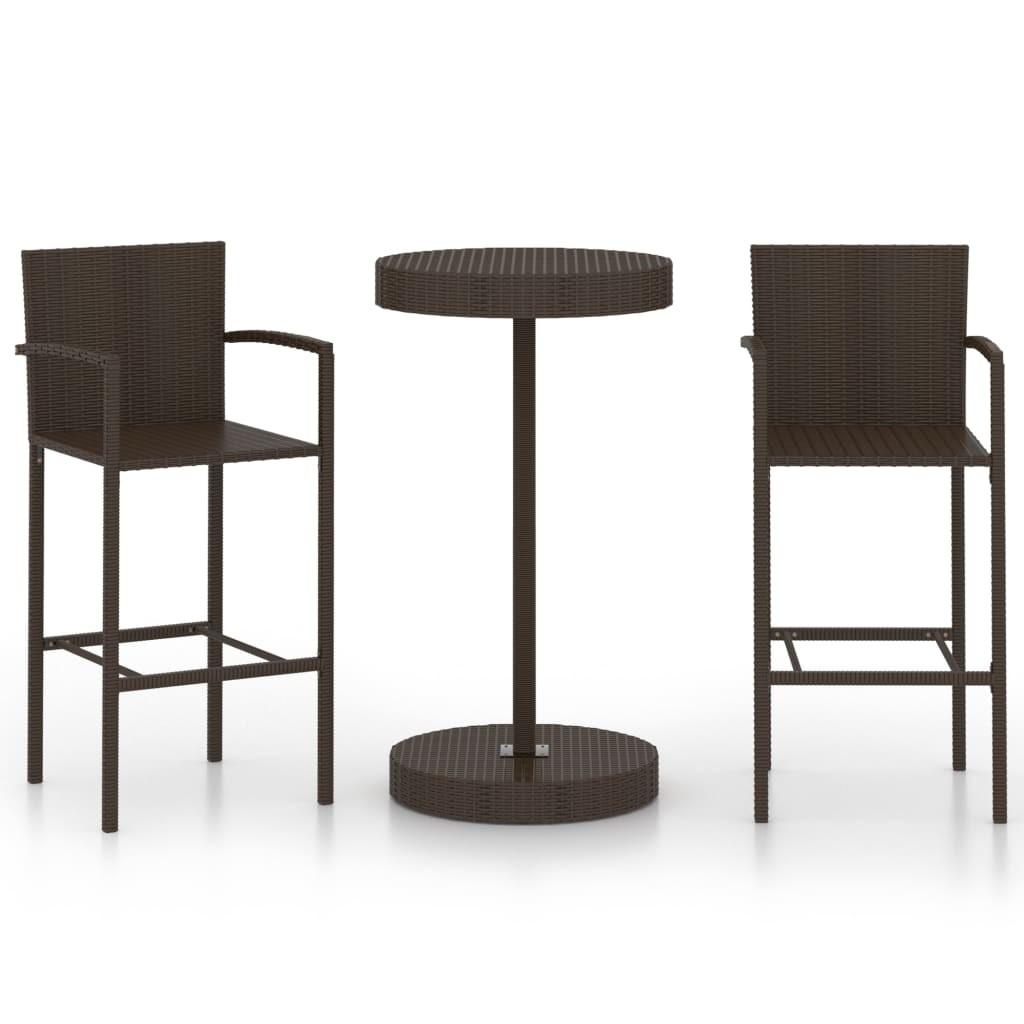 Barsæt til haven 3 dele polyrattan brun billede