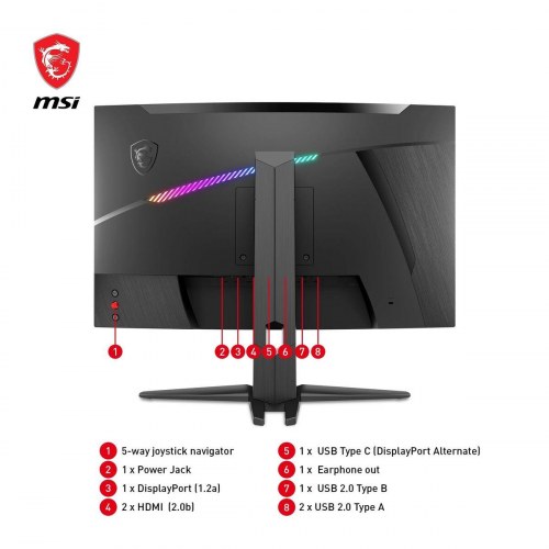 Gaming skærm MSI MAG 275CQRF 27" WQHD, 170 Hz, VA, buet
