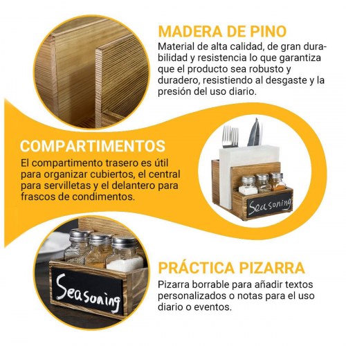 Krydderihylde i træ My Bar 14,5 × 18 × 12 cm (6 enheder)