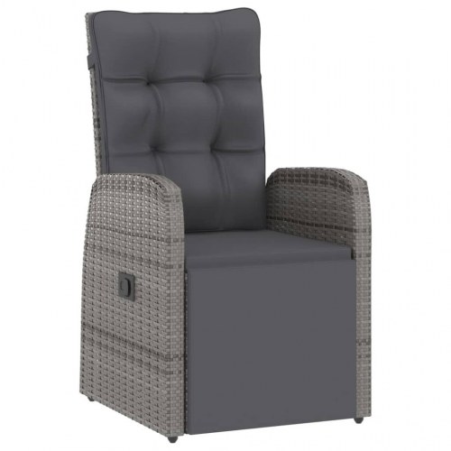 Udendørs spisebordssæt 11 dele med hynder polyrattan grå