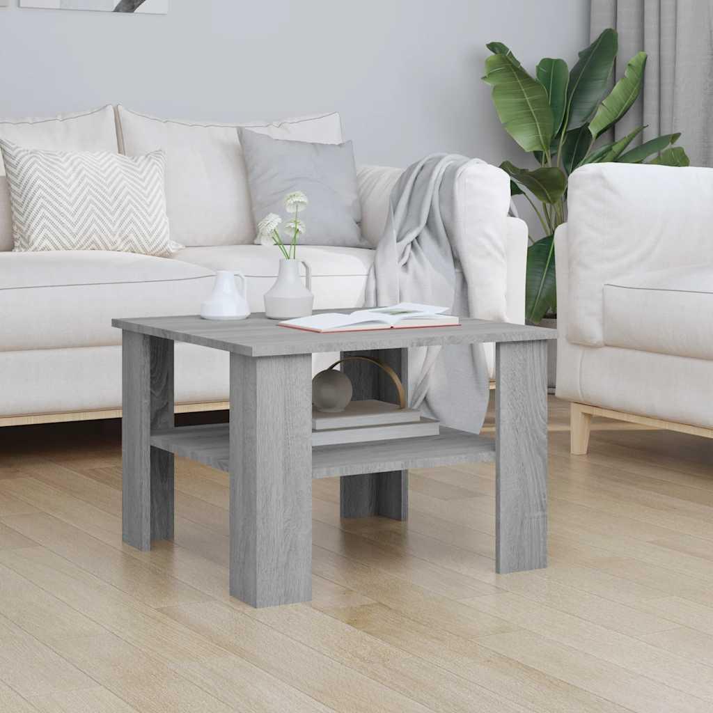 Sofabord 60x60x42 cm konstrueret træ grå sonoma-eg