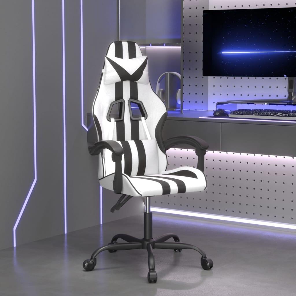 Drejelig gamingstol kunstlÃ¦der hvid og sort