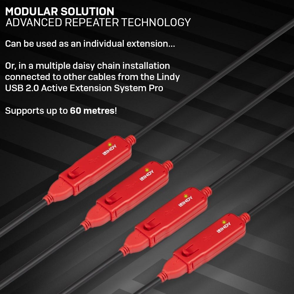 USB forlænger kabel 12 m – LINDY USB 2.0 Active Extension Pro billede