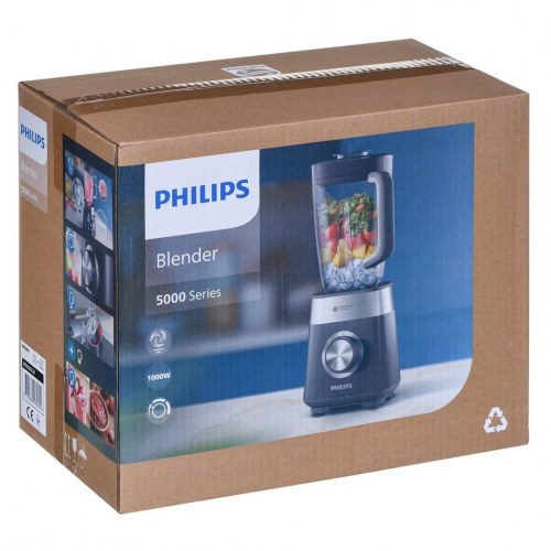 Blender - Philips 5000 Series HR3020/20, 2 l, 1.000 W, grå/rustfrit stål