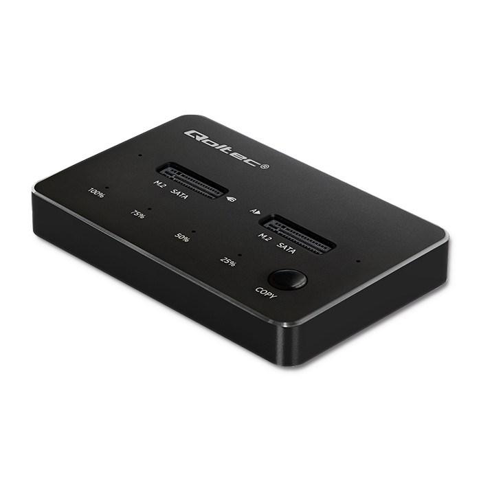 Dockingstation til SSD M.2 SATA - Qoltec, 2-bays, USB Type-C